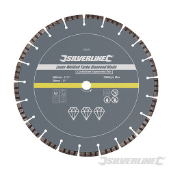 Disque diamant soudé au laser Turbo 300 x 20 mm  à bordure segmentée crénelée