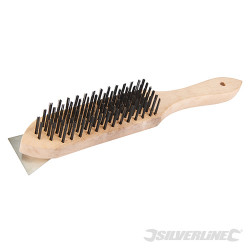 Brosse métallique à manche en bois et racloir 6 rangs