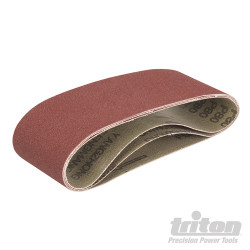 Lot de 3 bandes abrasives pour la ponceuse à bande compacte Triton TCMBS80G 3 bandes abrasives corindon grain 80